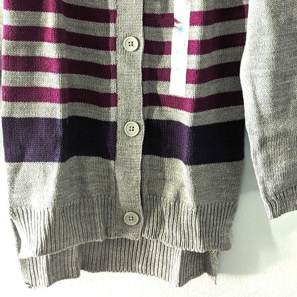The Children's Place Girls Knit Sweater Purple Gray Striped Cardigan S, … - Picture 3 of 5